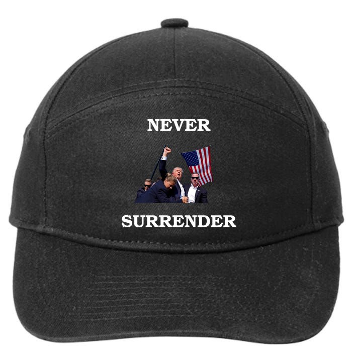 Trump Fist Bump In Air Never Surrender 2024 7-Panel Snapback Hat