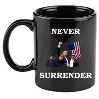 Trump Fist Bump In Air Never Surrender 2024 11oz C Handle Ceramic Mug