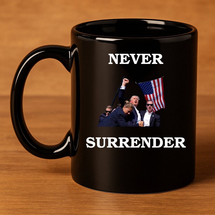 Trump Fist Bump In Air Never Surrender 2024 11oz C Handle Ceramic Mug