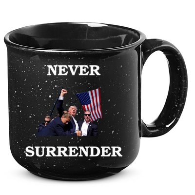 Trump Fist Bump In Air Never Surrender 2024 15oz Campfire Ceramic Mug