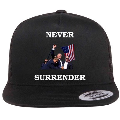 Trump Fist Bump In Air Never Surrender 2024 Flatbill Hat