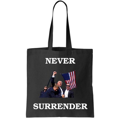 Trump Fist Bump In Air Never Surrender 2024 Bag