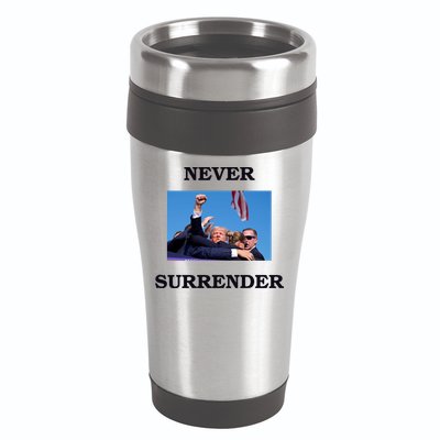 Trump Fist Bump In Air Never Surrender 2024 16oz Travel Tumbler