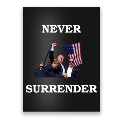 Trump Fist Bump In Air Never Surrender 2024 Poster