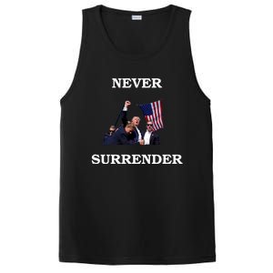 Trump Fist Bump In Air Never Surrender 2024 PosiCharge Competitor Tank