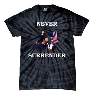 Trump Fist Bump In Air Never Surrender 2024 Tie-Dye T-Shirt