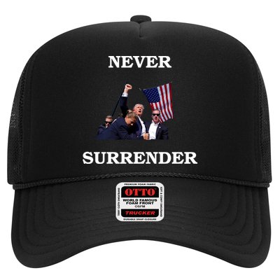 Trump Fist Bump In Air Never Surrender 2024 Trucker Hat