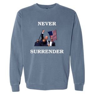 Trump Fist Bump In Air Never Surrender 2024 Garment-Dyed Sweatshirt