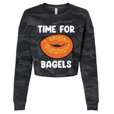 Time For Bagels Funny Bagel Lover Baking Gift Cropped Pullover Crew