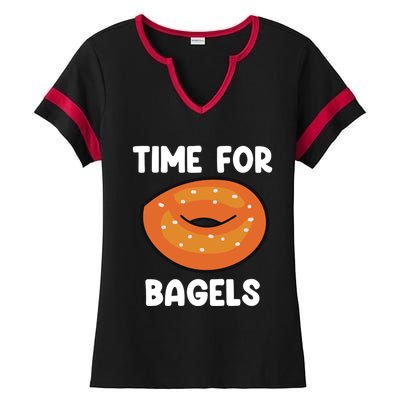 Time For Bagels Funny Bagel Lover Baking Gift Ladies Halftime Notch Neck Tee