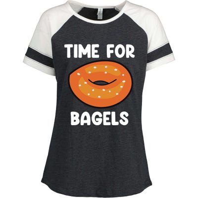 Time For Bagels Funny Bagel Lover Baking Gift Enza Ladies Jersey Colorblock Tee