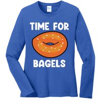 Time For Bagels Funny Bagel Lover Baking Gift Ladies Long Sleeve Shirt