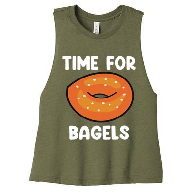 Time For Bagels Funny Bagel Lover Baking Gift Women's Racerback Cropped Tank