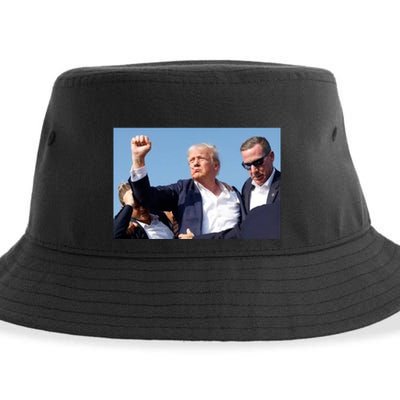 Trump Fist Bump Front And Back American Flag Design Sustainable Bucket Hat