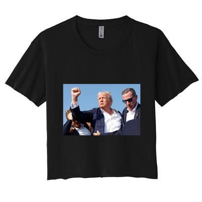 Trump Fist Bump Front And Back American Flag Design Crop Top