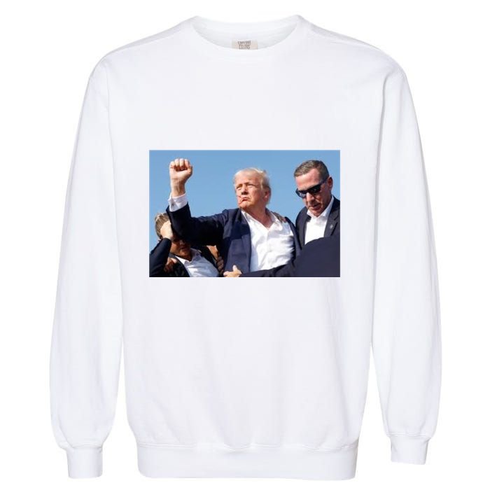 Trump Fist Bump Front And Back American Flag Design Garment-Dyed Sweatshirt