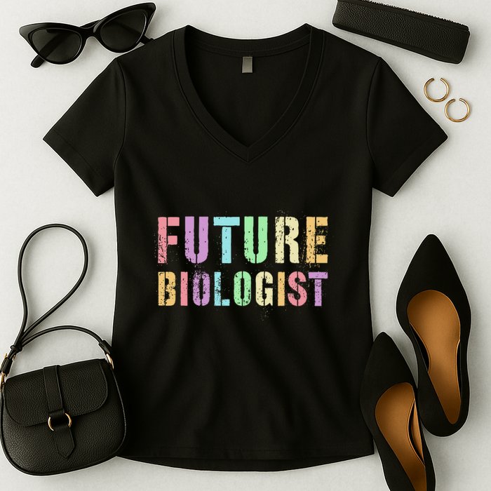 Tiny Future Biologist In Training Life Sciences Bio Women's V-Neck T-Shirt