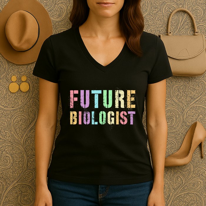 Tiny Future Biologist In Training Life Sciences Bio Women's V-Neck T-Shirt