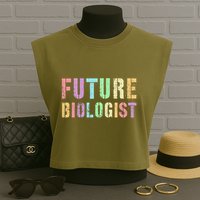 Tiny Future Biologist In Training Life Sciences Bio Garment-Dyed Women's Muscle Tee