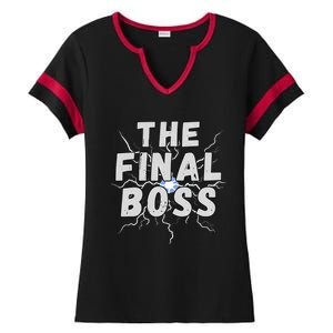 The Final Boss Rock Lightning Wrestling Rock Final Boss Ladies Halftime Notch Neck Tee