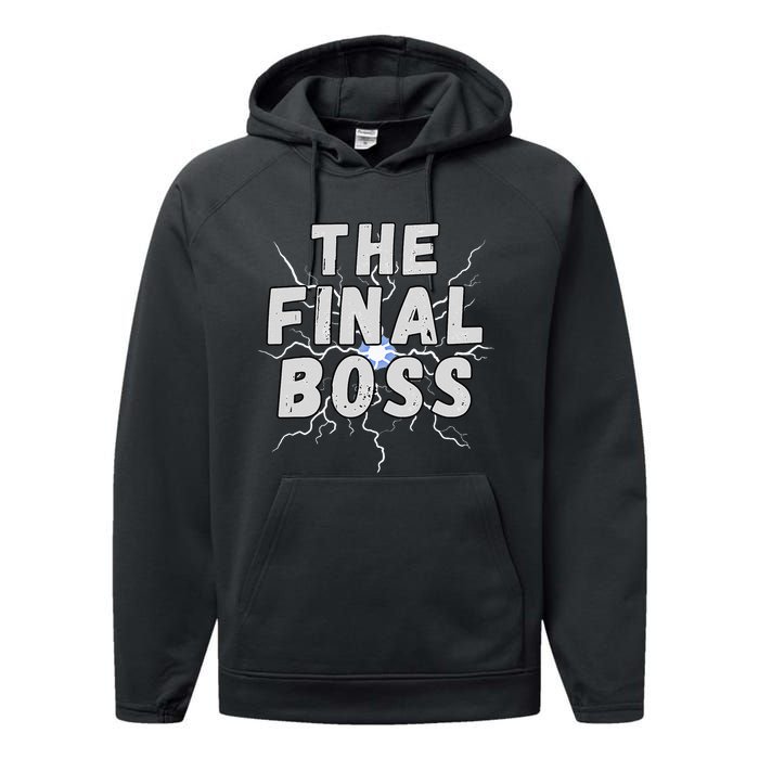 The Final Boss Rock Lightning Wrestling Rock Final Boss Performance Fleece Hoodie