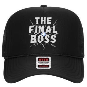 The Final Boss Rock Lightning Wrestling Rock Final Boss High Crown Mesh Back Trucker Hat