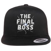 The Final Boss Rock Lightning Wrestling Rock Final Boss Flat Bill Trucker Hat