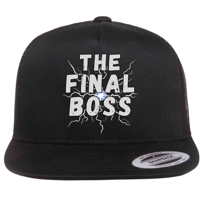 The Final Boss Rock Lightning Wrestling Rock Final Boss Flat Bill Trucker Hat