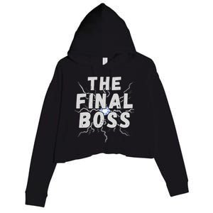 The Final Boss Rock Lightning Wrestling Rock Final Boss Crop Fleece Hoodie