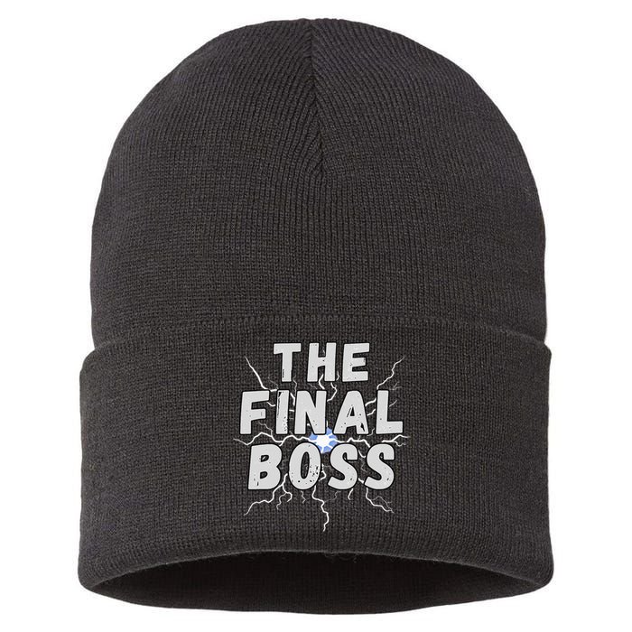 The Final Boss Rock Lightning Wrestling Rock Final Boss Sustainable Knit Beanie