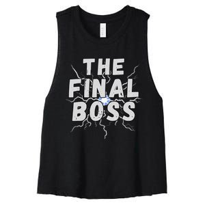 The Final Boss Rock Lightning Wrestling Rock Final Boss Women's Racerback Cropped Tank