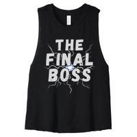 The Final Boss Rock Lightning Wrestling Rock Final Boss Women's Racerback Cropped Tank