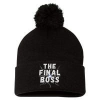 The Final Boss Rock Lightning Wrestling Rock Final Boss Pom Pom 12in Knit Beanie