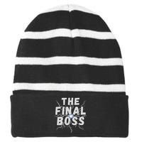 The Final Boss Rock Lightning Wrestling Rock Final Boss Striped Beanie with Solid Band