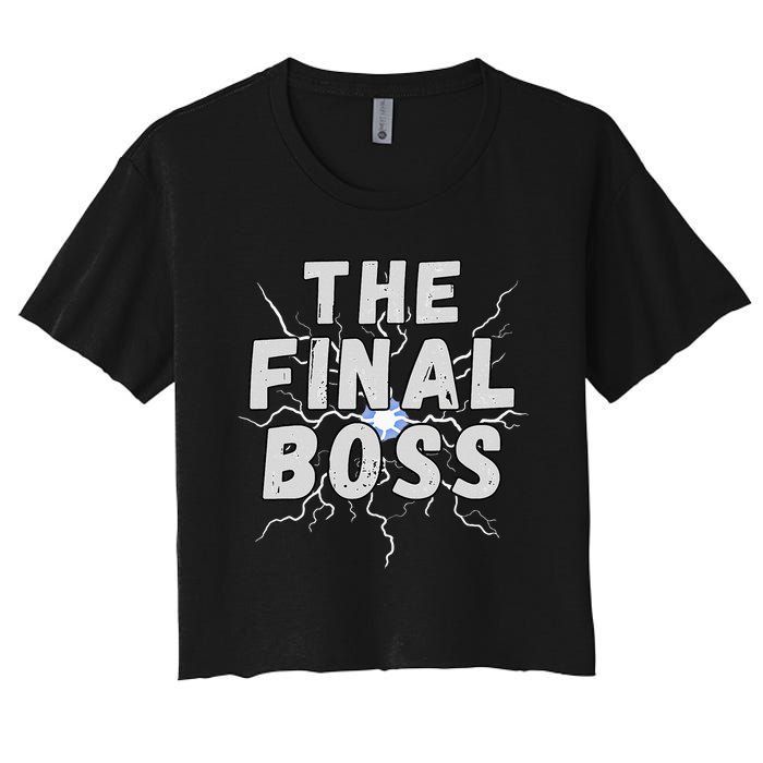 The Final Boss Rock Lightning Wrestling Rock Final Boss Women's Crop Top Tee