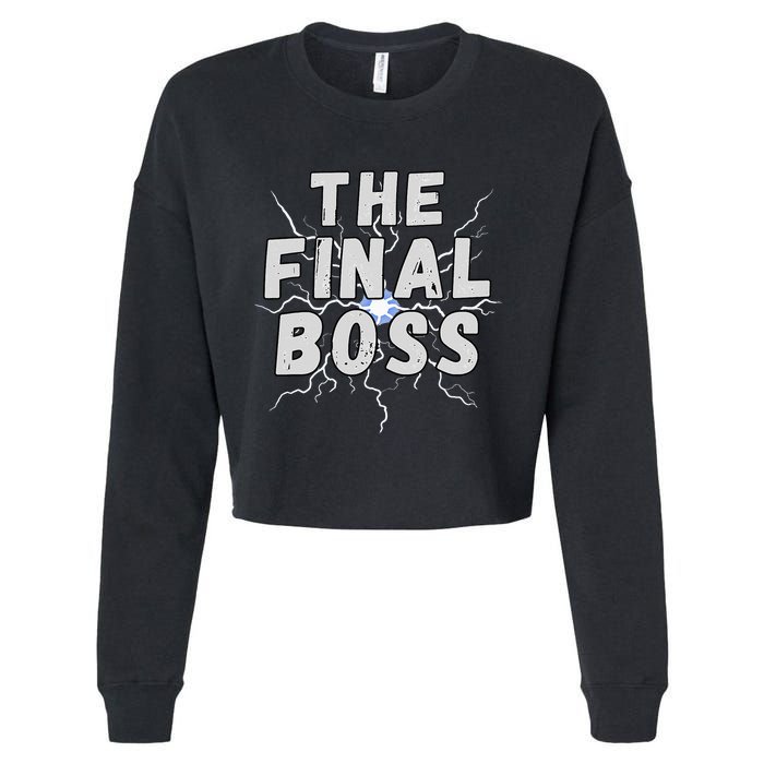 The Final Boss Rock Lightning Wrestling Rock Final Boss Cropped Pullover Crew