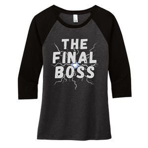 The Final Boss Rock Lightning Wrestling Rock Final Boss Women's Tri-Blend 3/4-Sleeve Raglan Shirt