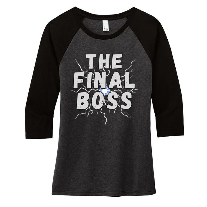 The Final Boss Rock Lightning Wrestling Rock Final Boss Women's Tri-Blend 3/4-Sleeve Raglan Shirt