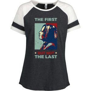 The First But Not The Last Kamala Harris 2024 Vice President Enza Ladies Jersey Colorblock Tee