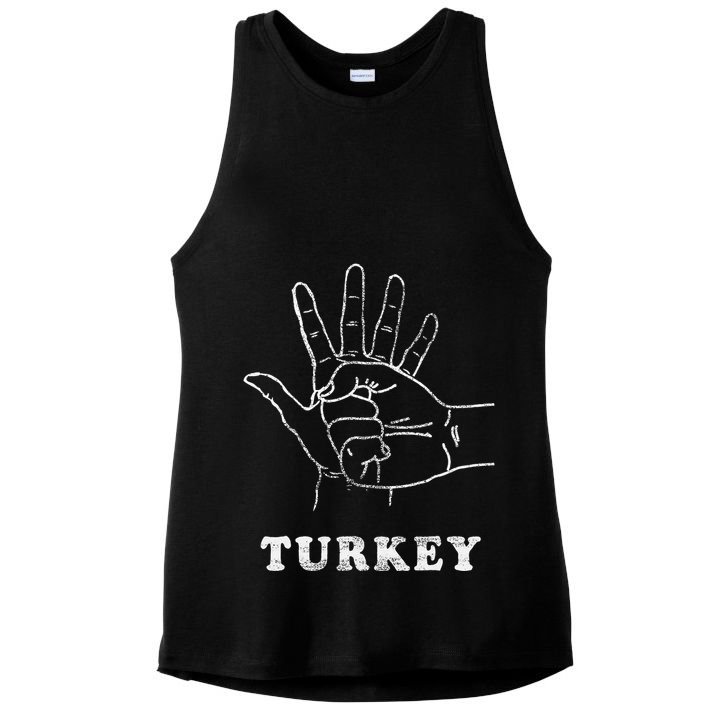 Turkey Fist Bump Silly Funny Sarcastic Thanksgiving Family Ladies PosiCharge Tri-Blend Wicking Tank