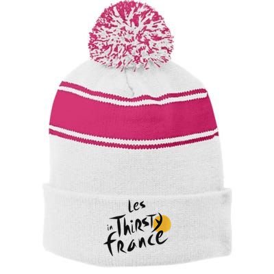 Thirsty France Bold Design Stripe Pom Pom Beanie