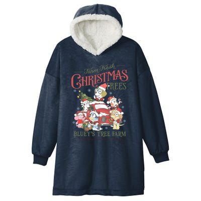 Tree Farm Blue Dog And Friends Christmas Hooded Wearable Blanket