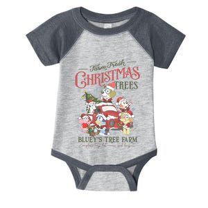 Tree Farm Blue Dog And Friends Christmas Infant Baby Jersey Bodysuit