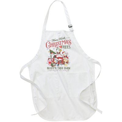 Tree Farm Blue Dog And Friends Christmas Full-Length Apron With Pockets