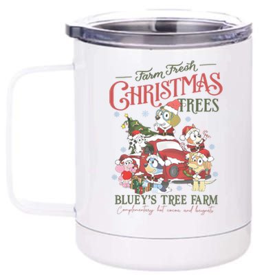 Tree Farm Blue Dog And Friends Christmas 12 oz Stainless Steel Tumbler Cup