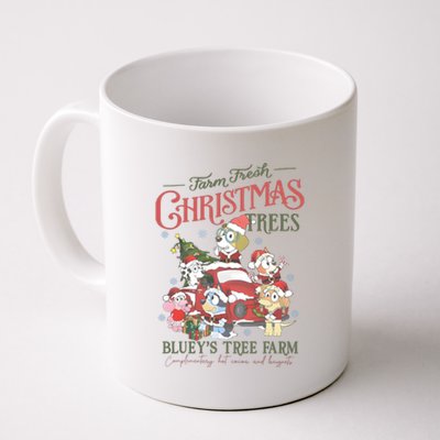 Tree Farm Blue Dog And Friends Christmas Coffee Mug