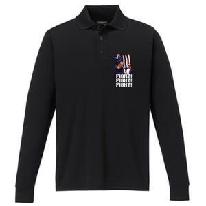 Trump Fight Bold Fighting Design Performance Long Sleeve Polo