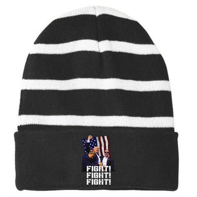 Trump Fight Bold Fighting Design Striped Beanie with Solid Band