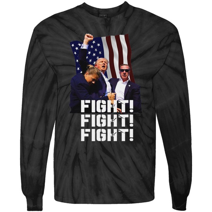 Trump Fight Bold Fighting Design Tie-Dye Long Sleeve Shirt