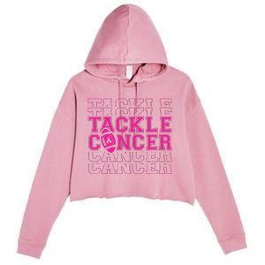 Tackle Football Breast Cancer Awareness with Pink Ribbon Crop Fleece Hoodie